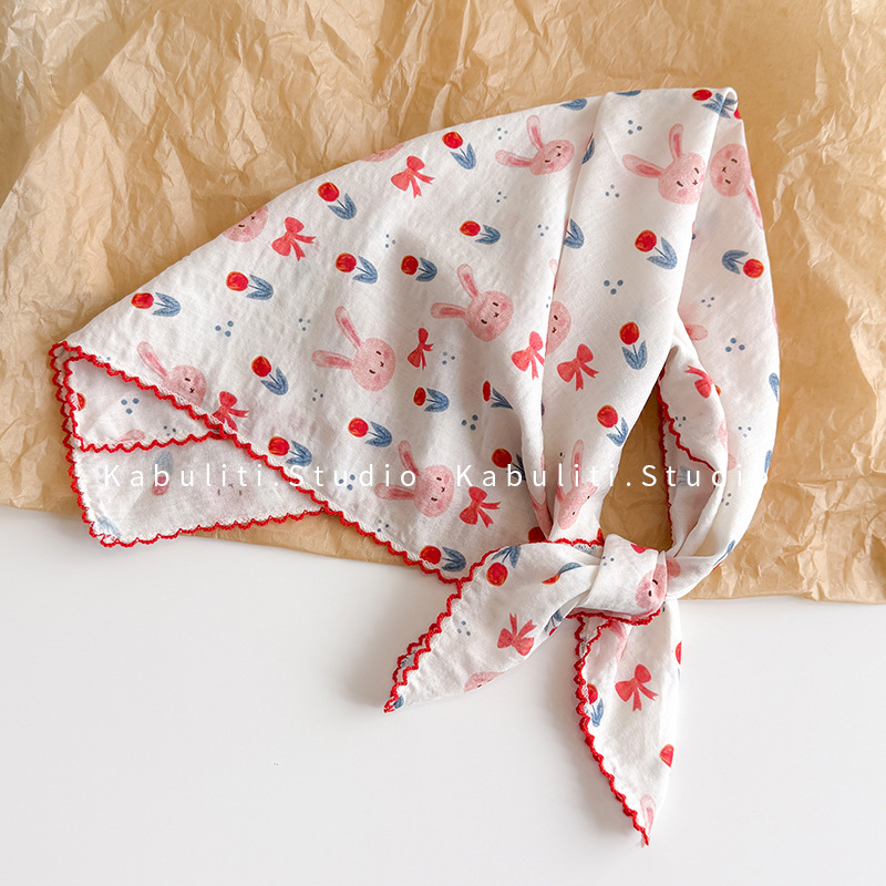 Ascot Neck Scarf - Kwadratowa chusta z bawełny i lnu,