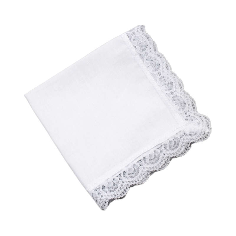 Handkerchief Cotton Men - D0UB lekka biała chusteczka bawełniana koronkowa