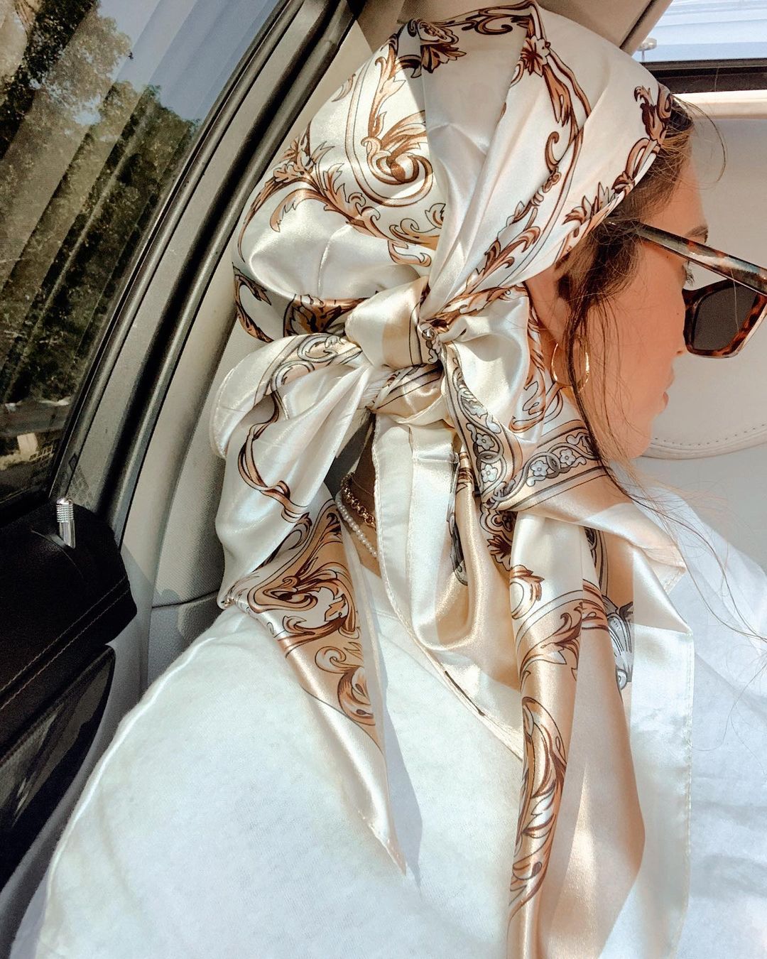 Scarf Silk Square - Satynowy kwadratowy szalik damski muzułmański hidżab