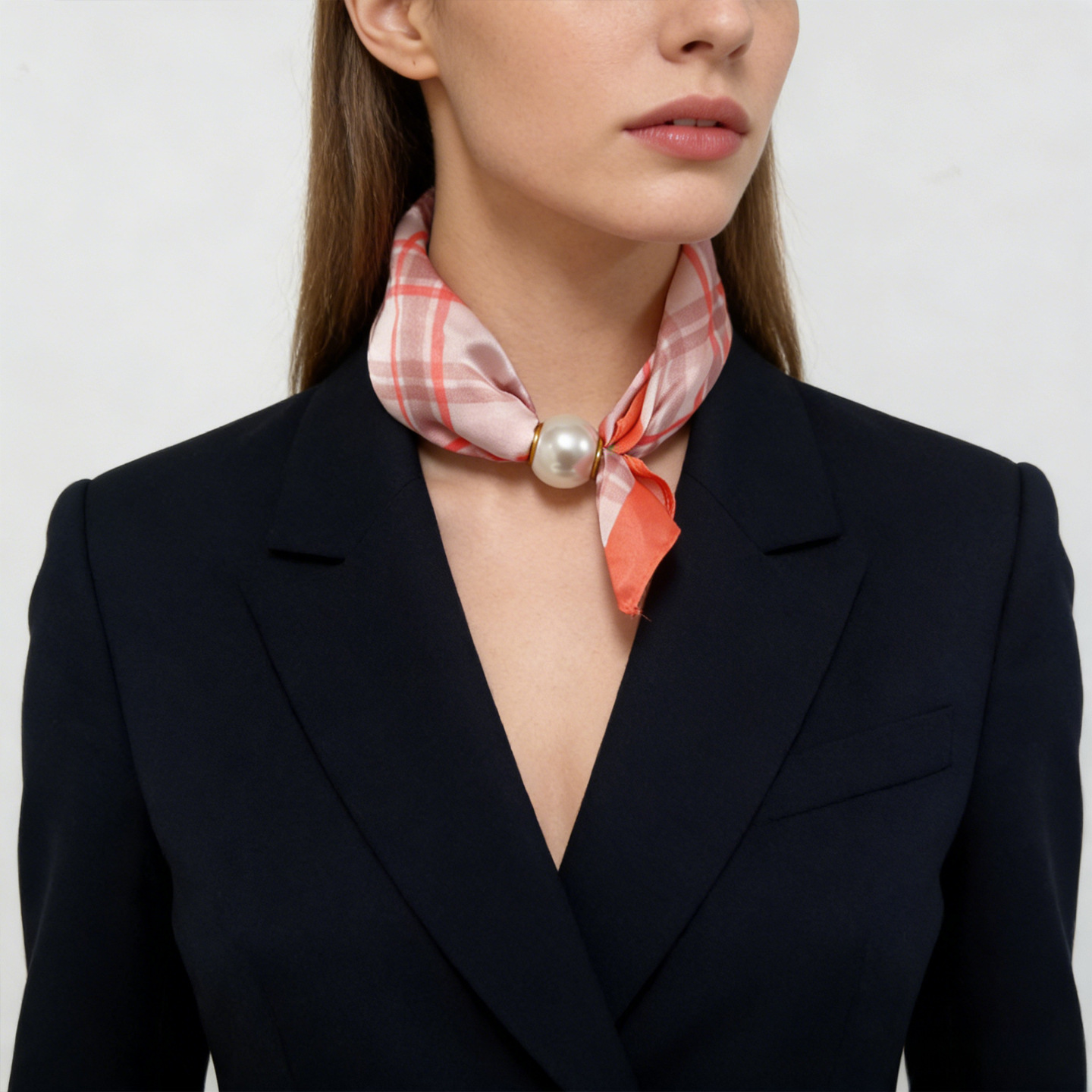 Scarf Silk Square - Luksusowa jedwabna apaszka z magnetycznym zapięciem,