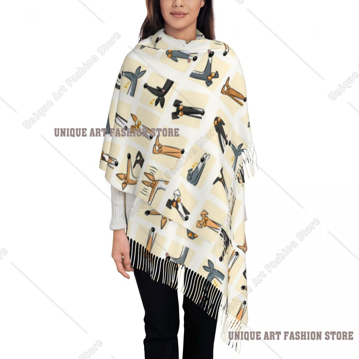 Damska chusta z frędzlami, kre – Pashmina Wrap Large recenzja i cena